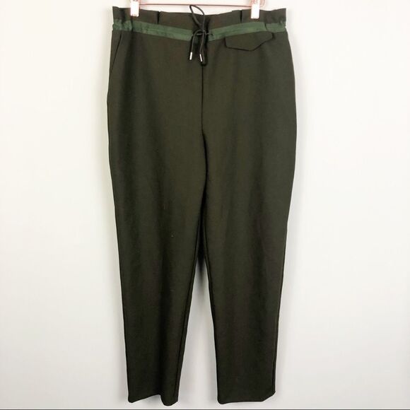 TOPSHOP | Paperbag Drawstring Waist Pants Green 8 - Picture 1 of 10